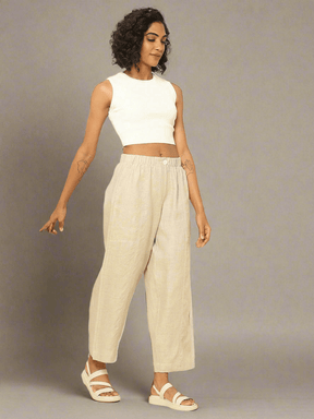 Shop-Linen Barrel Pants Beige