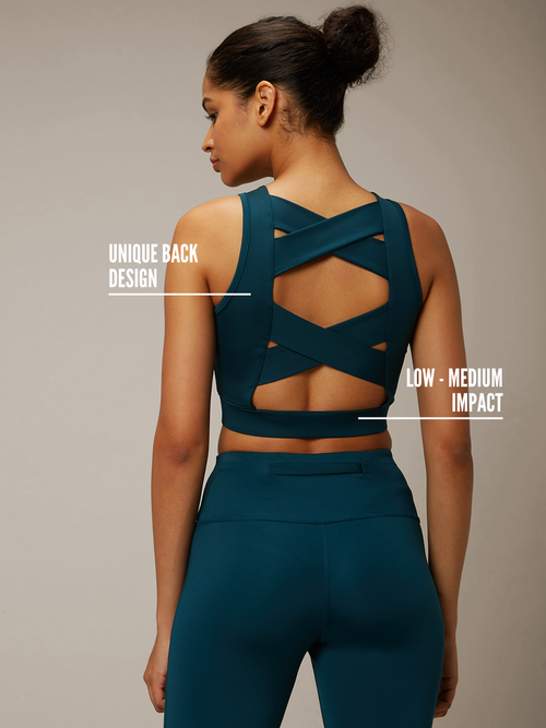 Teal Padded Cross Back Crop Top & 7/8 Leggings