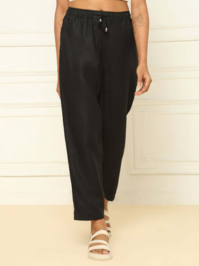 Shop-Linen Tapered Pants Black