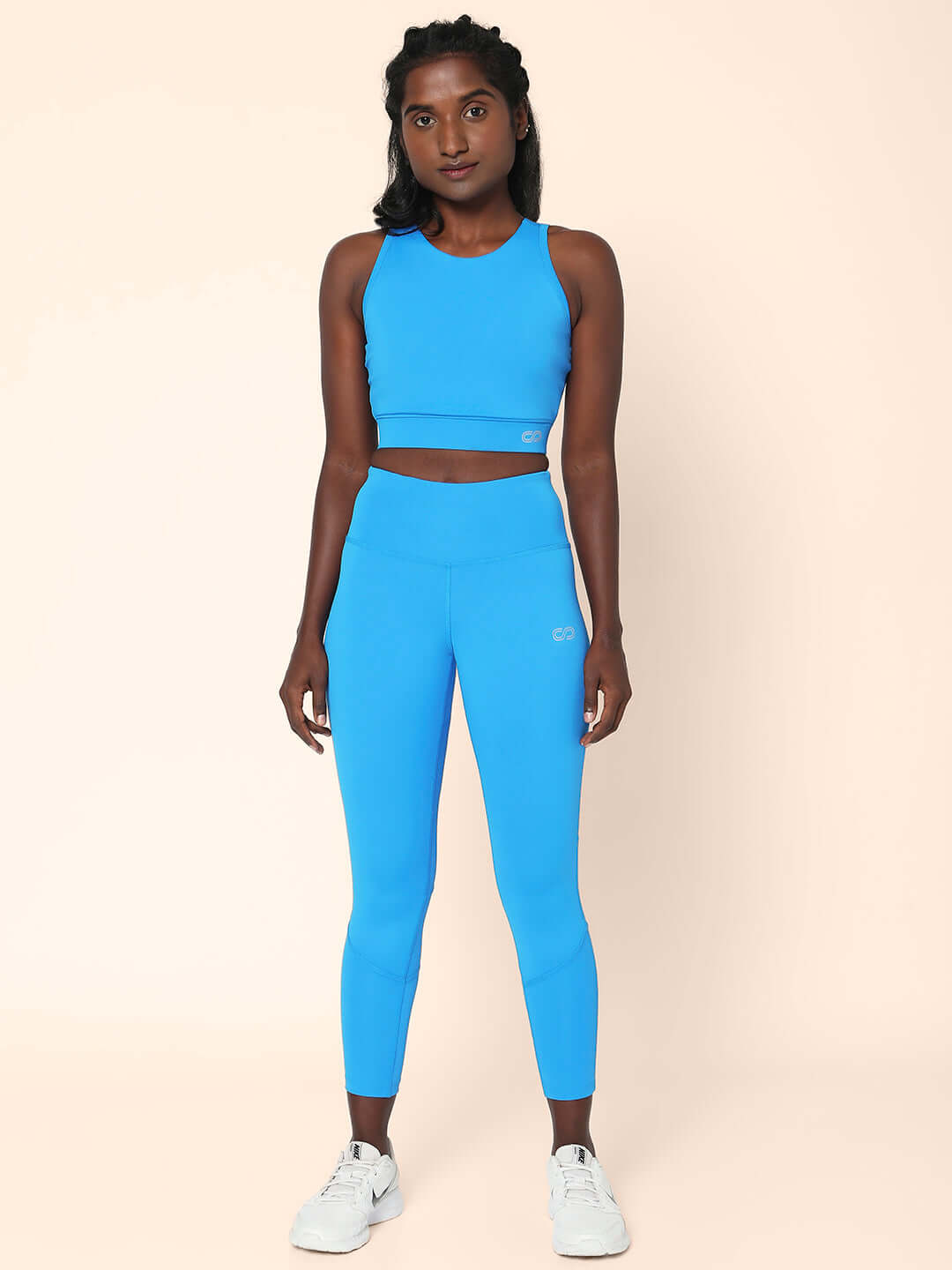 Shop-Electric Blue Cross back Crop Top & 7/8 Leggings