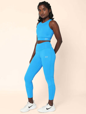 Shop-Electric Blue Cross back Crop Top & 7/8 Leggings