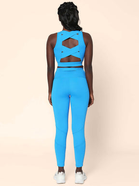 Shop-Electric Blue Cross back Crop Top & 7/8 Leggings