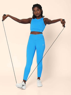 Shop-Electric Blue Cross back Crop Top & 7/8 Leggings