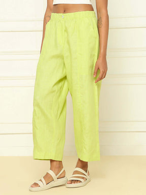 Shop-Linen Barrel Pants Lime