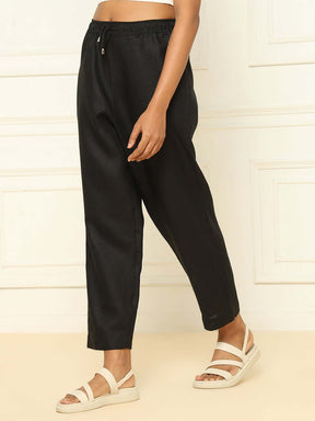 Shop-Linen Tapered Pants Black