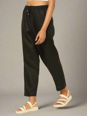 Shop-Linen Tapered Pants Black