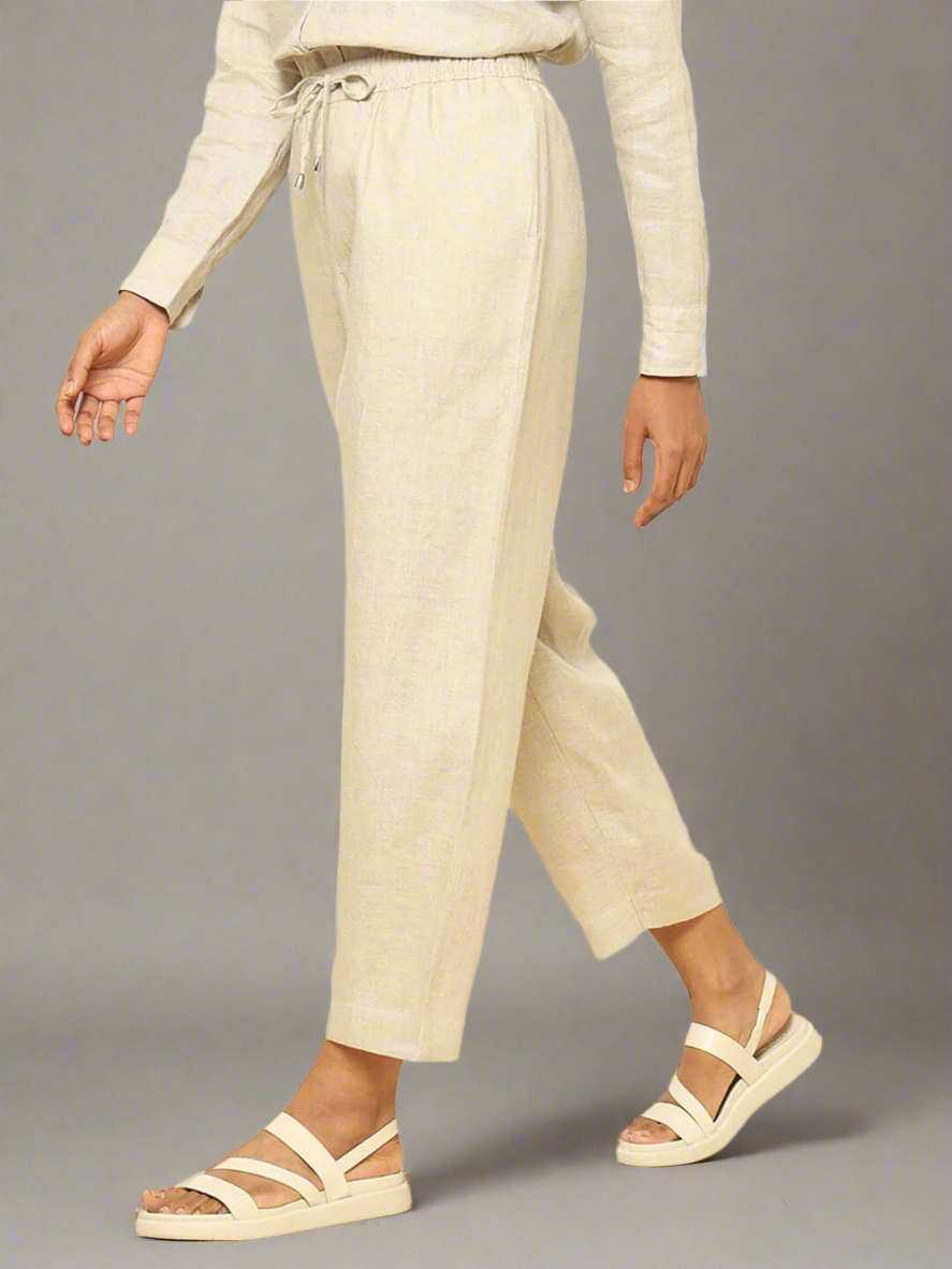 Shop-Linen Tapered Pants Beige