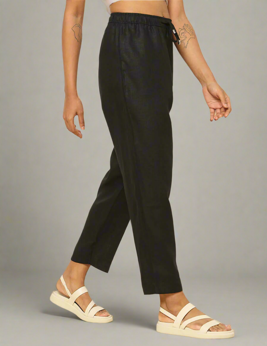 Shop-Linen Tapered Pants Black