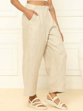 Shop-Linen Barrel Pants Beige