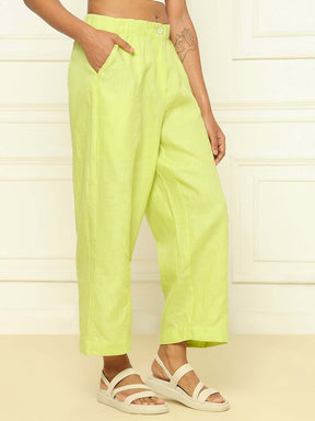 Shop-Linen Barrel Pants Lime