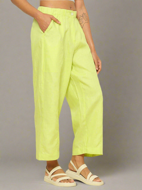 Shop-Linen Barrel Pants Lime