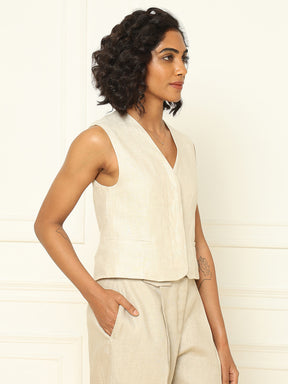 Linen Waistcoat Beige