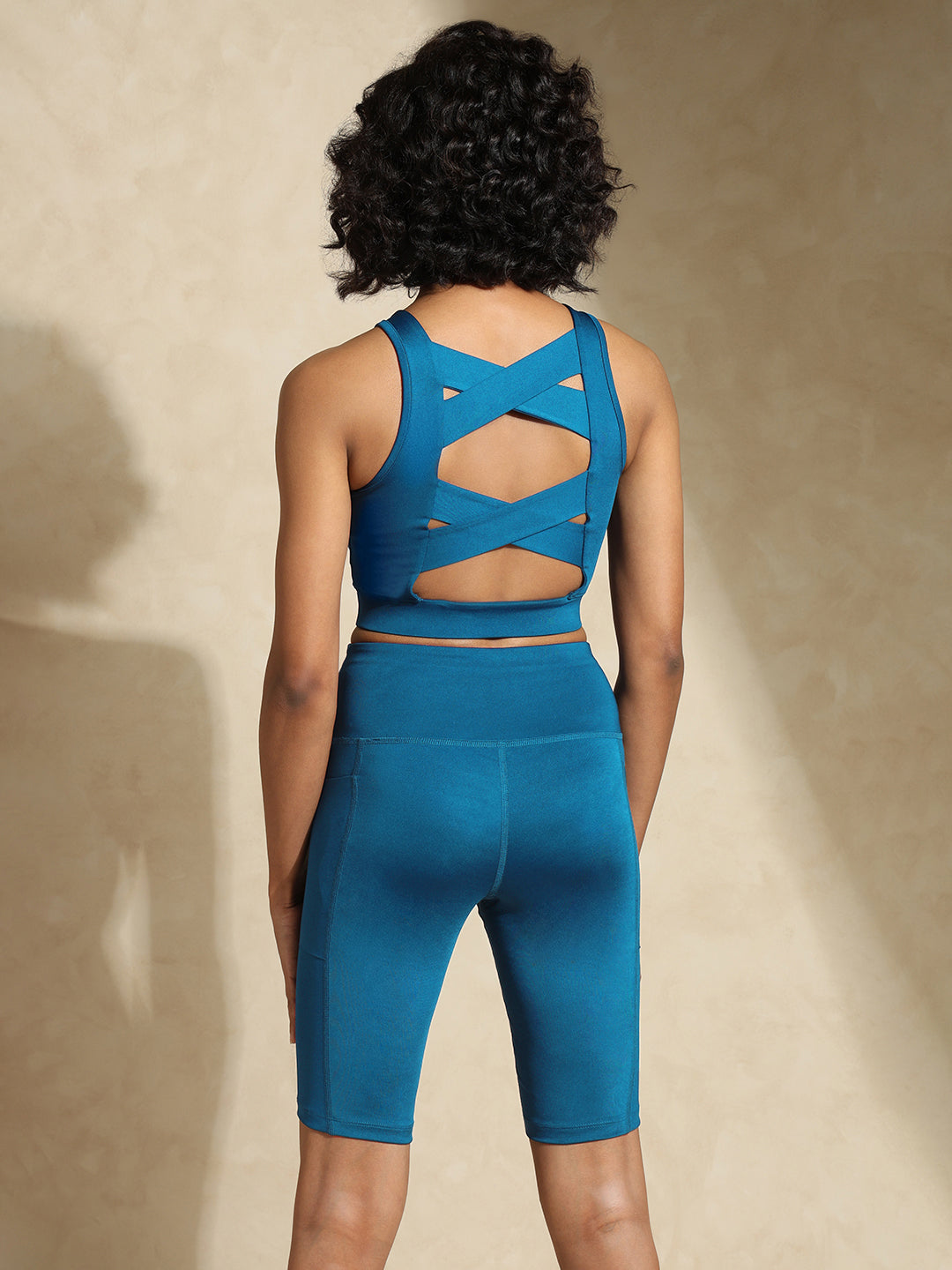 Shop-Women's Padded Cross Back Crop Top Sapphire Blue