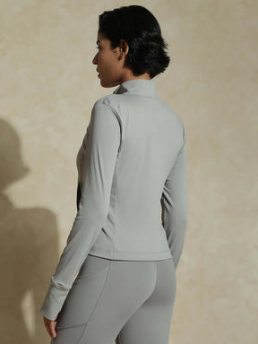 Shop-Cloud Grey Aero fit Athletic Jacket & Aura Legging