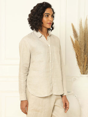 Shop-Beige Linen Shirt & Tapered Pants