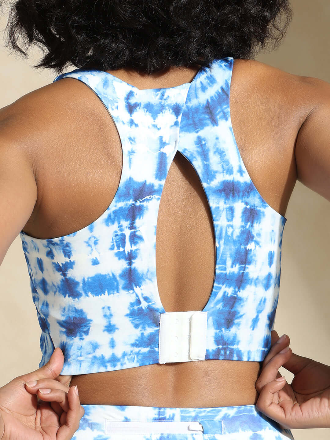 Shop-High Impact Action Bra With Clasp Indigo Shibori