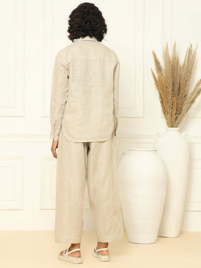 Shop-Beige Linen Shirt & Tapered Pants