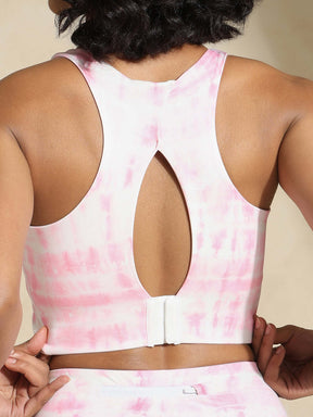 Shop-High Impact Action Bra With Clasp Pink Shibori