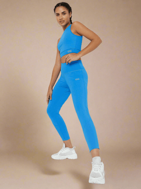 Shop-Electric Blue Cross back Crop Top & 7/8 Leggings